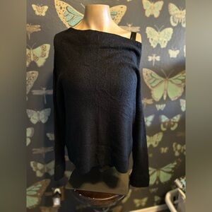 Corporate Goth Treasure & Bond sweater black off shoulder cozy soft!